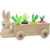 Adventure Awaits! Wooden Rabbit Pull Cart Farm Toy with Removeable Vegetables for Toddlers | Kids Montessori Easter Bunny Shape Sorting Car view 1