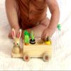 Adventure Awaits! Wooden Rabbit Pull Cart Farm Toy with Removeable Vegetables for Toddlers | Kids Montessori Easter Bunny Shape Sorting Car view 3