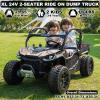 2 Seater 24V 10AH Ride on Toys for Big Kids Electric Car 4WD UTV with Remote Control, XL Ride On Dump Truck with Dump Bed, Kids Side by Side w/EVA Tires, 4-Wheeler Suspensions, 4x75W Motors, Black view 2