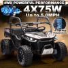 2 Seater 24V 10AH Ride on Toys for Big Kids Electric Car 4WD UTV with Remote Control, XL Ride On Dump Truck with Dump Bed, Kids Side by Side w/EVA Tires, 4-Wheeler Suspensions, 4x75W Motors, Black view 3