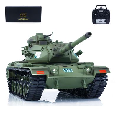 wheelfun US in Stock, TD 1/16 RC Tank Model Plastic for M60A3 USA RC Infrared Battle Tanks Model 320Turret Rotation Light Sound Smoke Unit for Hobby BB Shooting Airsoft Tank That Shoot
