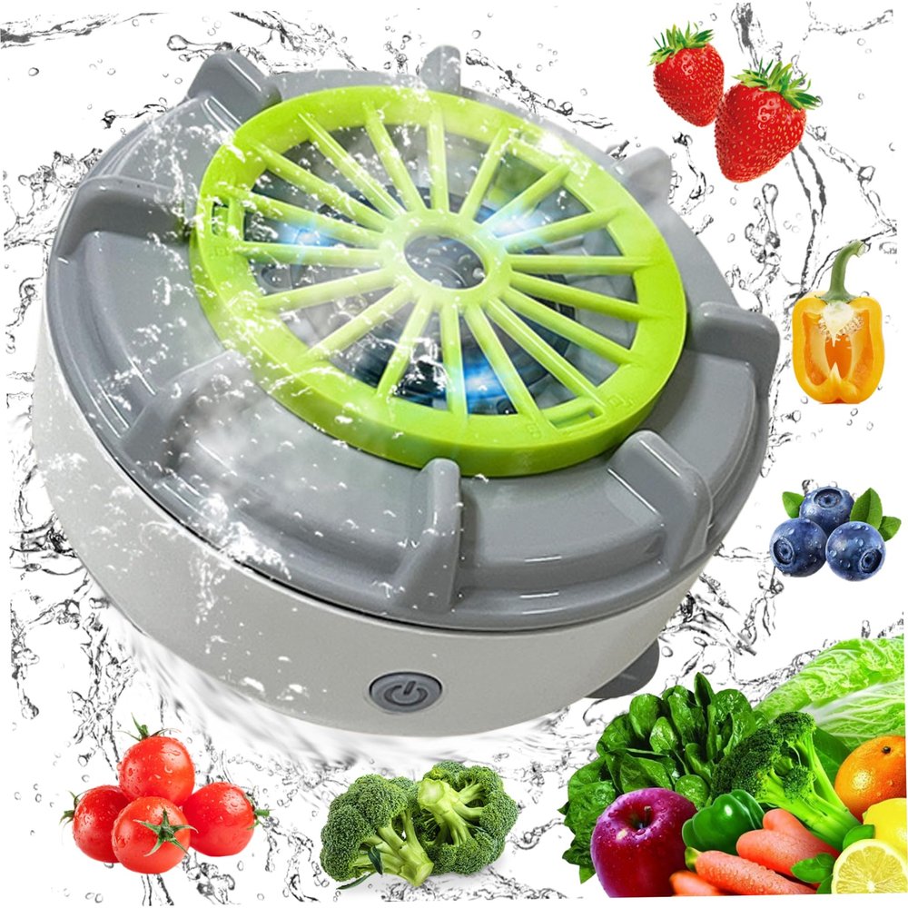 Hintyne Fruit and Vegetable Washing Machine,veggie cleaner Waterproof Fruit Cleaner Device with Suction Cup, Rechargeable Fruit Washer with Oh-Ion Purification, 1pc