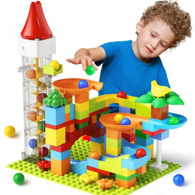 Marble Run Toy Motorized Elevator Marble Maze Kit with Perpetual Motion Machine, Building Block Educational Construction Game Playset STEM Learning Hand Eye Coordination Training Unlimited DIY