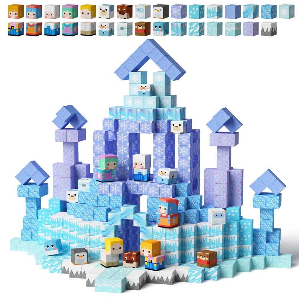 GobiDex 100PCS Magnetic Blocks Magnet Building Toys, Princess Castle Toys for Girls, Upgraded STEM Sensory Birthday Gift for Kids Age 3+ Years Old