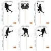 Rsstarxi 24 Pack Black Glitter Lacrosse Cupcake Toppers Lacrosse Party Decorations for boys Lacrosse Player Cupcake Picks for Lacrosse Sport Baby Shower Birthday Party Cake Decorations view 2