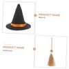 OFFSCH 2sets Halloween Miniature Witch Hat and Broom Dollhouse Decor for Creative Halloween Party Decorations Safe Material for Mini Home and Scene Layouts view 4