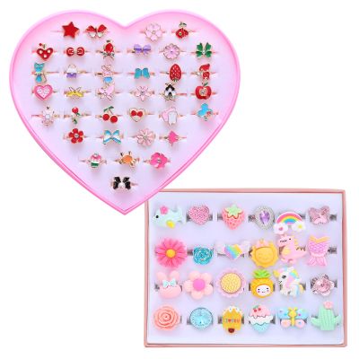 PASEMM 36pcs Little Girl Jewel Rings 24pcs Little Girl Jewel Rings