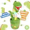 Hopearl Glowing Dancing Dinosaur Repeats What You Say - Talking T-Rex Wriggle Singing Mimicking Twisting Light Up Interactive Animated Speaking Plush Toy - Gifts for Kids, Green, 13'' view 1