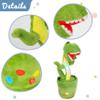 Hopearl Glowing Dancing Dinosaur Repeats What You Say - Talking T-Rex Wriggle Singing Mimicking Twisting Light Up Interactive Animated Speaking Plush Toy - Gifts for Kids, Green, 13'' view 4