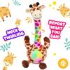 Hopearl Glowing Dancing Giraffe Toy Repeats What You Say Talking Toy Wriggle Singing Mimicking Twisting Electric Light Up Interactive Animated Speaking Gifts for Kids, Brown, 13'' view 1