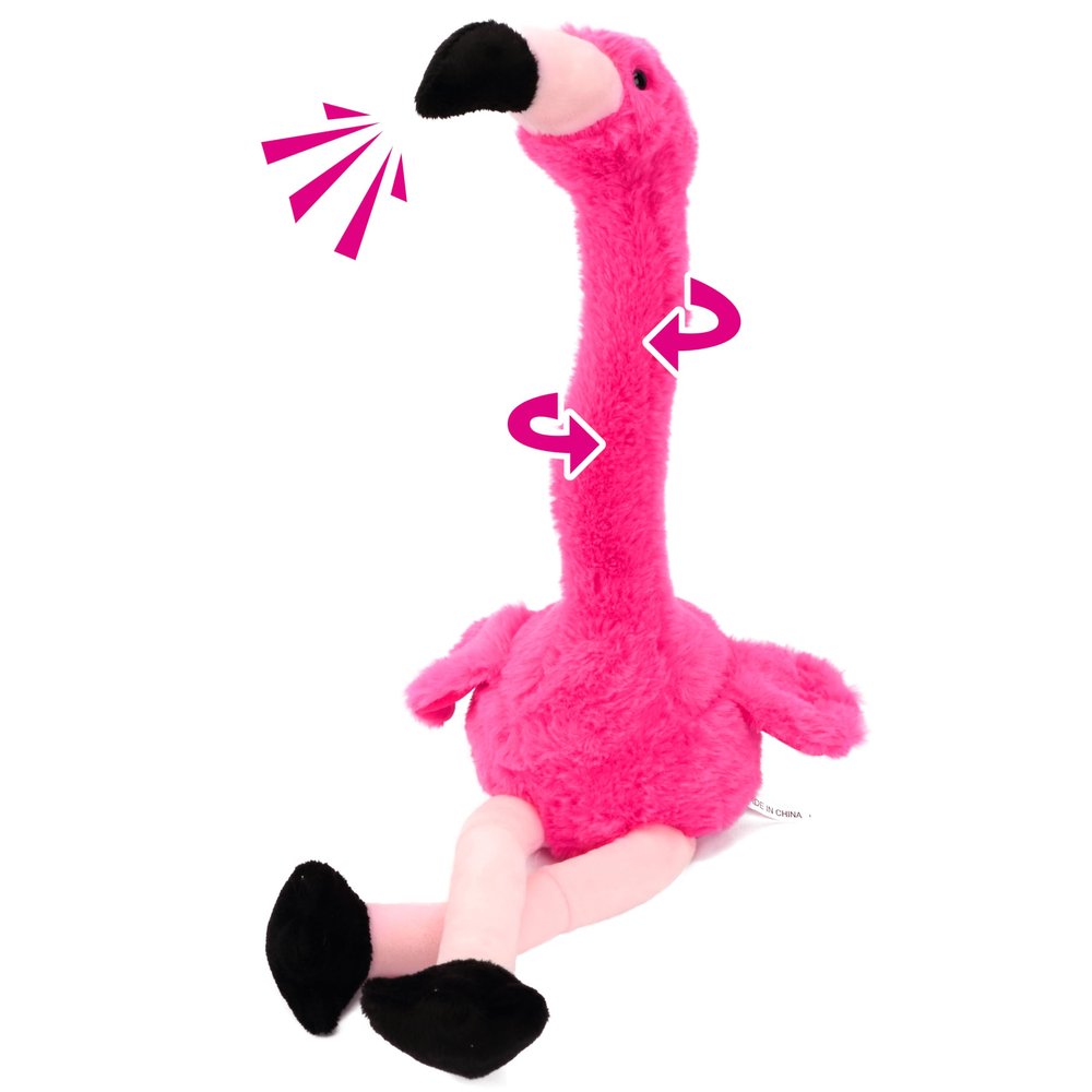 Hopearl Talking Flamingo Repeats What You Say Twisting Electric Interactive Animated Toy Speaking Plush Buddy Gifts for Toddlers Birthday Festival Holiday, Pink,13''