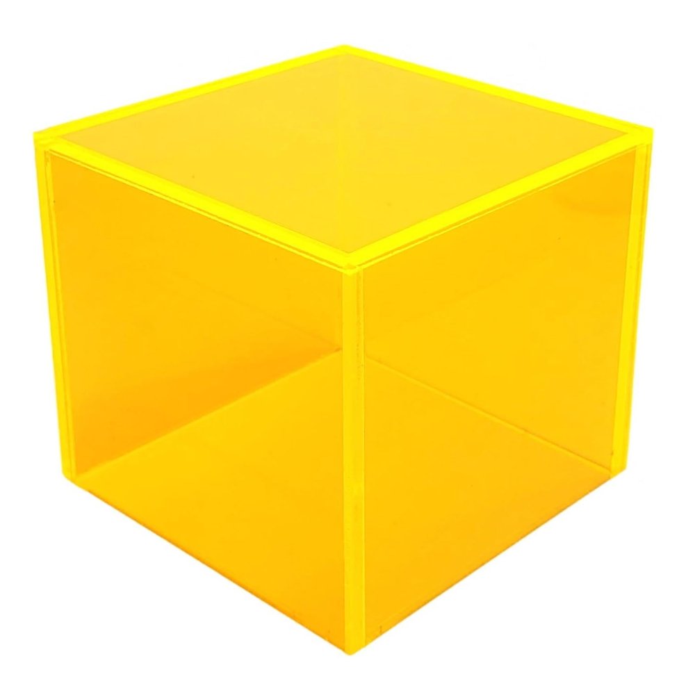 2" x 2" x 2" Acrylic Display Box True 2-Inch Outer Dimensions Mini Display Cube Handmade Premium Acrylic (Neon Yellow)