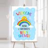 HAKIDU Rainbow Baby Shower Welcome Sign, Baby Shower Signs, Welcome to Baby Shower Sign, Welcome to Baby Shower Sign Personalized, Baby Shower Decorations, Baby Shower Welcome Sign with Stand view 1