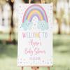 Editable Rainbow Baby Shower Welcome Sign, Baby Shower Signs, Welcome to Baby Shower Sign, Welcome to Baby Shower Sign Personalized, Baby Shower Decorations, Baby Shower Welcome Sign with Stand view 1