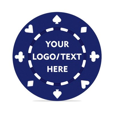 MARRILYTON 100 Custom Clay Poker Chips, Personalized with Your Logo and Text, Casino Sized Chips for Blackjack, Tournaments, Late Night Poker Game (Blue)