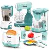 BRIGPICIOUS Kids Play Kitchen Accessories Toys Set, Pretend Play Kitchen Appliances Kit - Blender, Coffee Maker, Mixer, Toasters with Light & Sound, Playhouse Role Play Toy Gift for Girl Ages 3 4 5 6 view 1