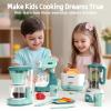 BRIGPICIOUS Kids Play Kitchen Accessories Toys Set, Pretend Play Kitchen Appliances Kit - Blender, Coffee Maker, Mixer, Toasters with Light & Sound, Playhouse Role Play Toy Gift for Girl Ages 3 4 5 6 view 2