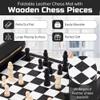 ThreeMoves Roll Up Chess Set - 11" Foldable Leather Chess Mat with Wooden Chess Pieces - Portable Travel Chess Set with Straps - Perfect Chess Game for Airplane, Camping, and More (Black) view 2