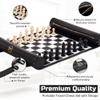 ThreeMoves Roll Up Chess Set - 11" Foldable Leather Chess Mat with Wooden Chess Pieces - Portable Travel Chess Set with Straps - Perfect Chess Game for Airplane, Camping, and More (Black) view 3