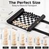 ThreeMoves Roll Up Chess Set - 11" Foldable Leather Chess Mat with Wooden Chess Pieces - Portable Travel Chess Set with Straps - Perfect Chess Game for Airplane, Camping, and More (Black) view 4