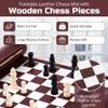 ThreeMoves Roll Up Chess Set - 11" Foldable Leather Chess Mat with Wooden Chess Pieces - Portable Travel Chess Set with Straps - Perfect Chess Game for Airplane, Camping, and More (Wine) view 2