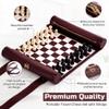 ThreeMoves Roll Up Chess Set - 11" Foldable Leather Chess Mat with Wooden Chess Pieces - Portable Travel Chess Set with Straps - Perfect Chess Game for Airplane, Camping, and More (Wine) view 3