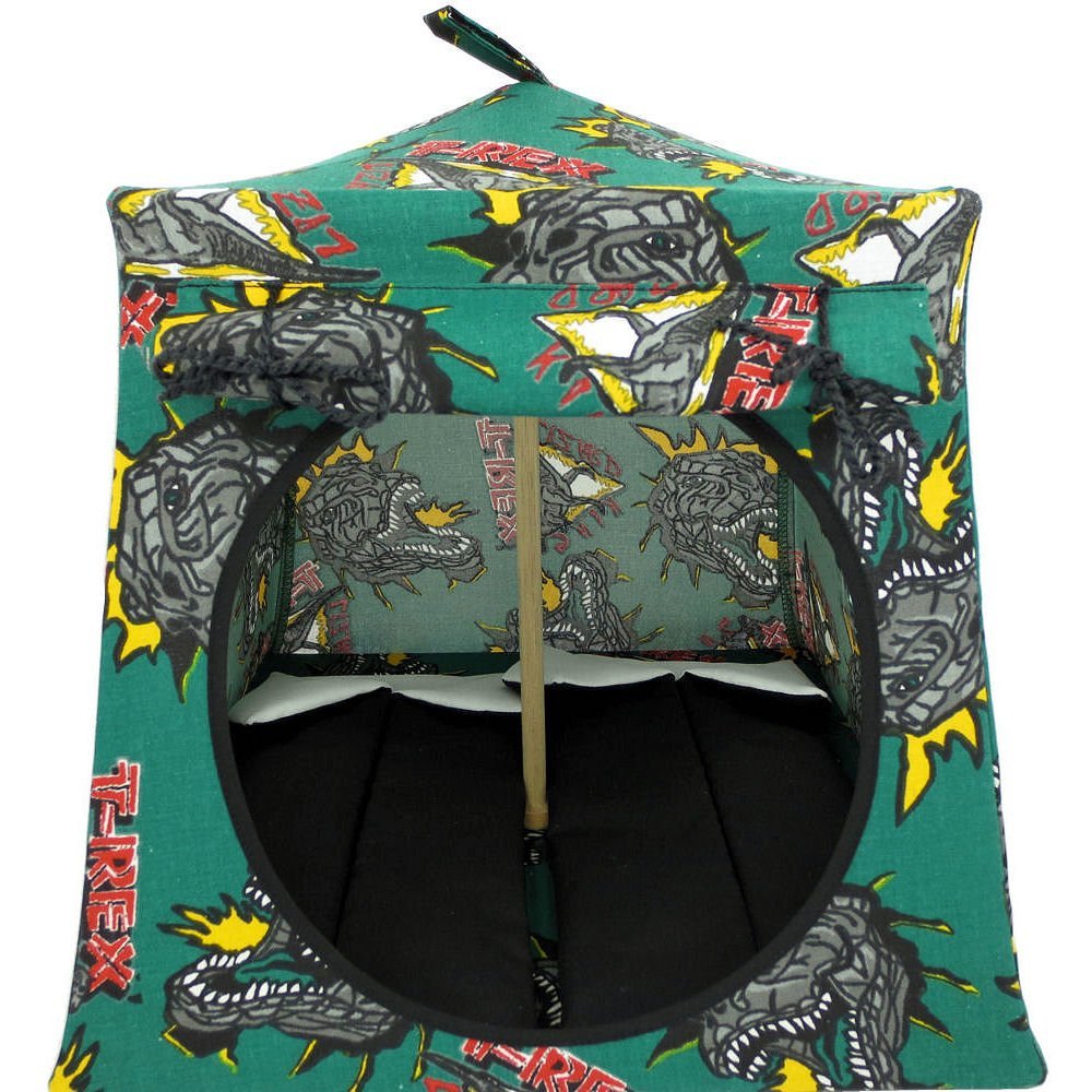 Toy Play Pop Up Tent, 2 Sleeping Bags, Forest Green, T-Rex Dinosaur Print for Dolls, Stuffed Animals, Action Figures