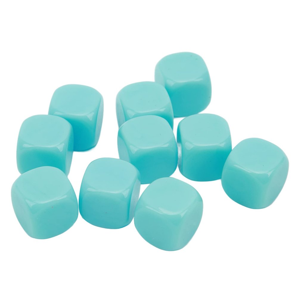 30PCS Blank White Dice Set, Funny Acrylic Rounded D6 Dice Cubes Dry Erase Dice DIY Dice for Board Games, Party, Fun, DIY Sticker and Math Teaching (Light Blue)