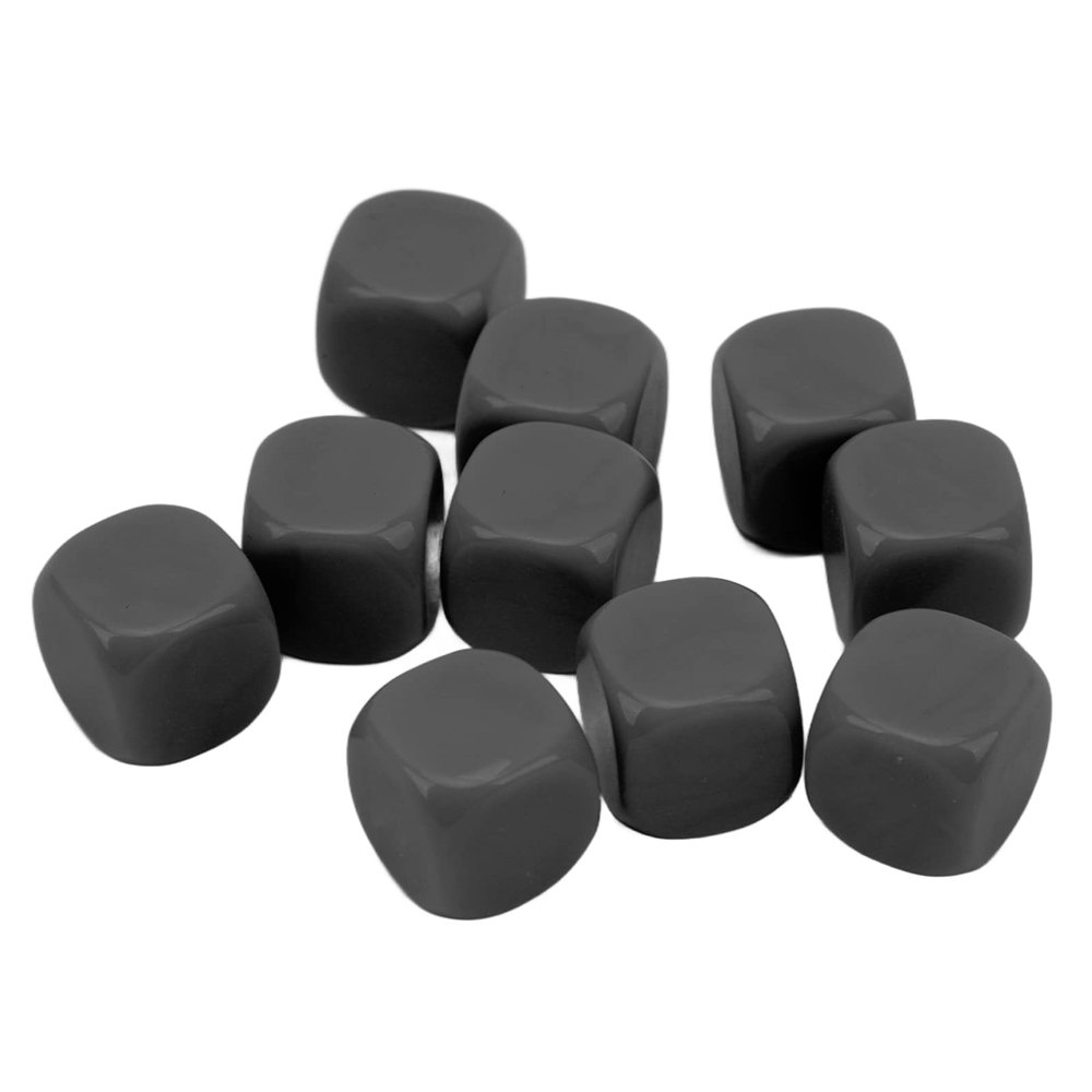 30PCS Blank White Dice Set, Funny Acrylic Rounded D6 Dice Cubes Dry Erase Dice DIY Dice for Board Games, Party, Fun, DIY Sticker and Math Teaching (Black)