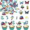 Rsstarxi 62 Pack Edible Bees Cupcake Toppers Butterfly Cupcake Toppers Bird Tree Theme Birthday Edible Bees Cake Decorations for Summer Theme Baby Shower Birthday Party Decorations view 1