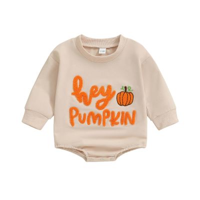 YINGISFITM Baby Girl Boy Fall Clothes Pumpkin Sweatshirt Romper Shirt Onesie Halloween Outfit Newborn Halloween Costume (A hey pumpkin, 3-6 Months)