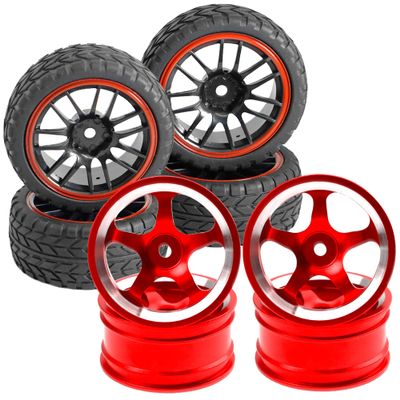 12mm Hex Wheel Rims & Rubber Tires & Metal Wheel Rims 12mm Hex Hub 5-Spoke Width 26mm
