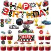 29 Pcs Race Car Birthday Party Banner, Race Car Party Decorations Include Racing Logo Gas Station Checked Flag Birthday Party Supplies Boy Kid Baby Gift Party Supplies view 1