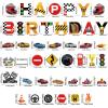 29 Pcs Race Car Birthday Party Banner, Race Car Party Decorations Include Racing Logo Gas Station Checked Flag Birthday Party Supplies Boy Kid Baby Gift Party Supplies view 4