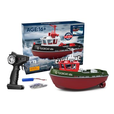 Aetheria RC Boat for Adults, 1/72 2.4G RC Electric Tugboat Yacht High-Speed Remote Control Boat for Pools Rivers Lakes Water - RTR Version, Medium, Green