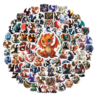 100Pcs Dragon Stickers Wings of Fire Stickers Water Bottle Sticker Dungeons and Dragons Fantasy Sticker for Laptop Luggage Phone Scrapbooking Crafts, Dragons Party Favor Supplies