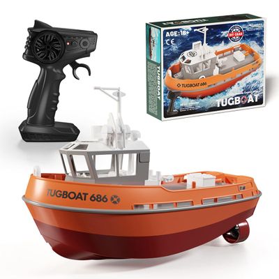 Aetheria RC Boat for Adults, 1/72 2.4G RC Electric Tugboat Yacht High-Speed Remote Control Boat for Pools Rivers Lakes Water - RTR Version, Medium, Red