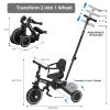 Glaf Tricycle for Toddlers 1-3 Toddler Bike with Push Handle 2-4 Years Baby Bike Toys for 2 Years Boys and Girls Balance Bike with Adjustable Seat Height and Backrest Birthday GiftBlack view 4