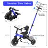 Glaf Tricycle for Toddlers 1-3 Toddler Bike with Push Handle 2-4 Years Baby Bike Toys for 2 Years Boys and Girls Balance Bike with Adjustable Seat Height and Backrest Birthday Gift (Blue) view 2
