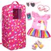 Ecore Fun 7 Items 18 Inch Dolls Bag and Accessories Unicorn Doll Carrier Storage Case Fit for 18 Inch Girl Dolls Including Backpack, Dress, Shoes, Sunglasses, Phone and 2 Hairpin view 1