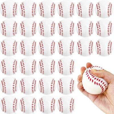 30 Pack Baseball Stress Balls,2.5 Inch Soft Foam Baseballs,Sports Squeeze Balls Toys for Kids,School Carnival Reward,Sports Theme Party