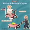 RIDYEE 2-in-1 Toy Wagon for Toddlers 1-3, Kids Pull-Along Wagon with Removable Seat and Adjustable Handlebar, Baby Push Walker with 8L Large Basket, Steering Limit, DIY Sticker, Pink view 2