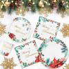 100 Christmas Party Paper Plates Napkins and Cups Set Poinsettia Disposable Dinnerware Set view 3