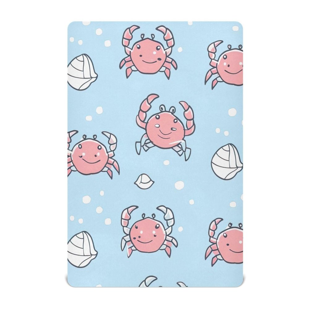 Bulletgxll Crib Sheets for Boys Girls - Cute Crabs Soft Breathable Fitted Crib Sheet - Toddler Bed Sheets for Standard Crib Mattress, 39"X27" X5"