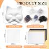 Seenelling 23 Pcs DIY Therian Mask Kit Blank Cat Mask with Felt Fabric Sheet Plush Faux Fur Eye Mesh for Therian Gear Stuff (Grey) view 2