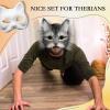 Seenelling 23 Pcs DIY Therian Mask Kit Blank Cat Mask with Felt Fabric Sheet Plush Faux Fur Eye Mesh for Therian Gear Stuff (Grey) view 3
