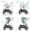 Beberoad Love RX 3-in-1 Baby Stroller, Toddler Stroller, Foldable Infant Stroller, Reversible Toddler Seat with Organizer, Rain Cover, Sunshade & Mosquito 2 in 1 Cover and Large Storage Basket (Green) view 3