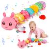 Baby Girls Toys 0-6 Month Music Animal Stuffed Caterpillar Toy for Infant 0-3 3-6 Months Mirror Crinkle Rattle Tummy Time Sensory Toys for 3 4 5 6-12 Month Old Newborn Baby Shower Valentines Gifts view 1