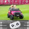 Sopbost 24V Ride On Truck with 2 Seater Battery Powered Electric Car with EVA Tires Wheels 4x4 Ride On Toys Car Kids UTV with Remote Control, LED Headlights, Spring Suspension, Rose Pink view 2