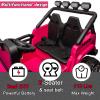 Sopbost 24V Ride On Truck with 2 Seater Battery Powered Electric Car with EVA Tires Wheels 4x4 Ride On Toys Car Kids UTV with Remote Control, LED Headlights, Spring Suspension, Rose Pink view 4